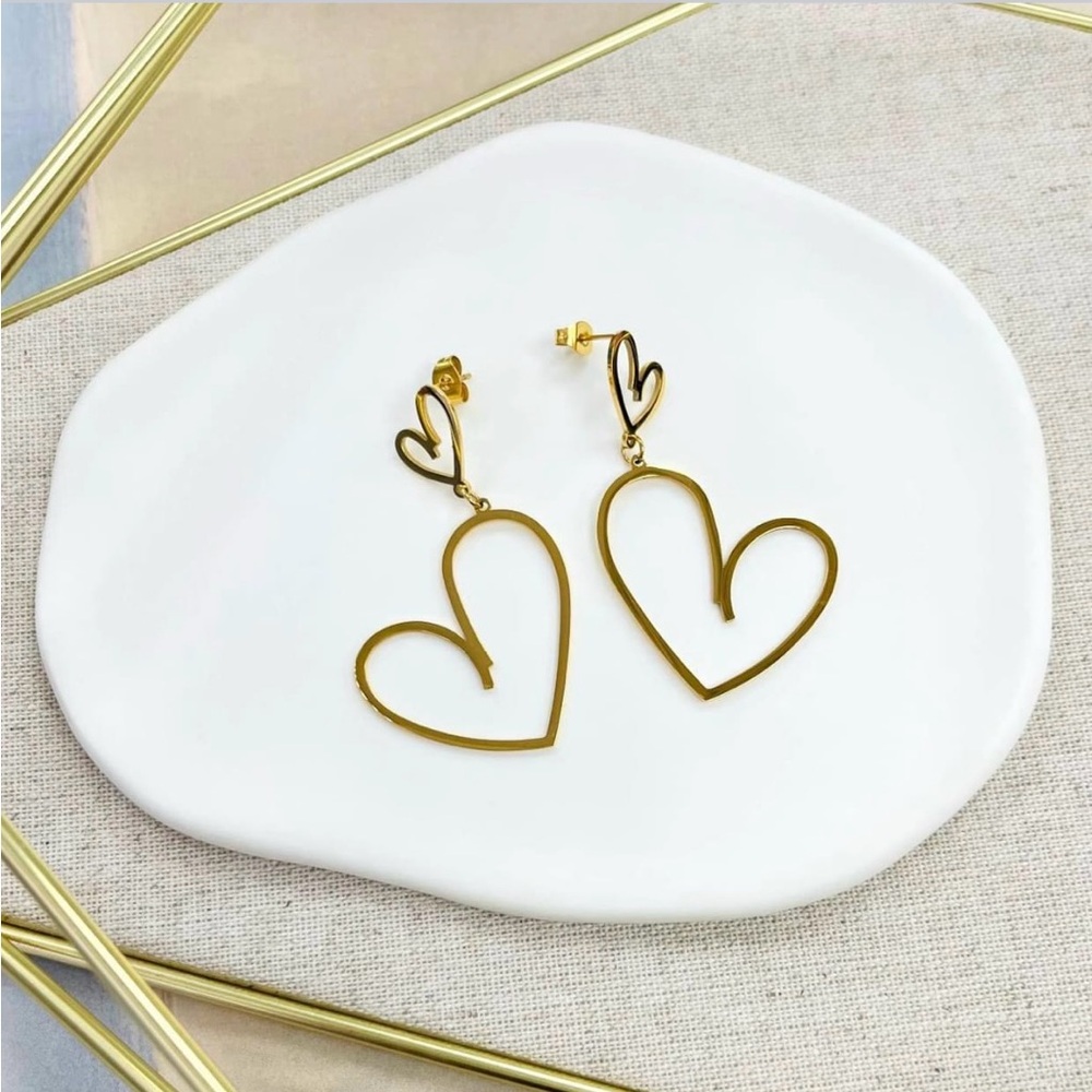 Stainless Steel Heart ❤️ Earrings. - Color Gold.